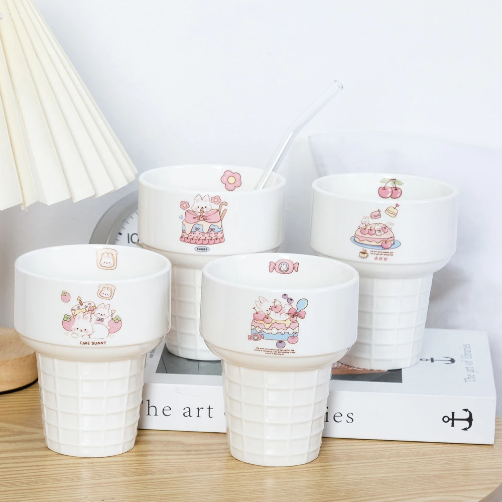 

Korean Cute Ceramic Cake Ice Cream Cup Girl High Beauty Household Milk Coffee Cup