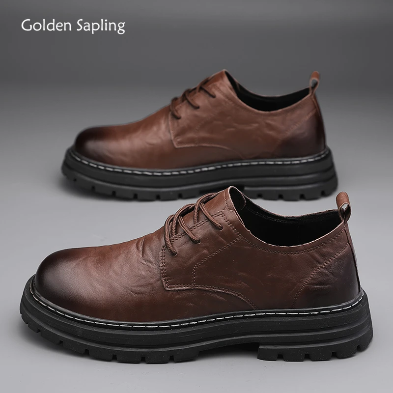 Повседневные туфли золотистого цвета для мужчин ретро обувь на платформе отдыха