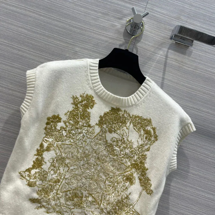 

High-end Star Embroidery Vest Sweaters for Women Top Quality Wool Cashmere Blends Knitted Solid Vest Sweaters Lady Spring 2022