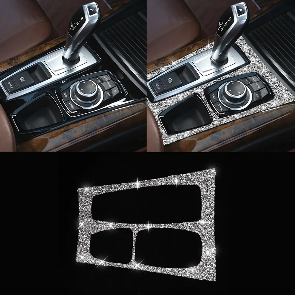 

Наклейка на панель переключения передач, декоративная накладка для BMW E70 X5 2008-2013 E71 X6 2009-2014, аксессуары для интерьера автомобиля с кристаллами