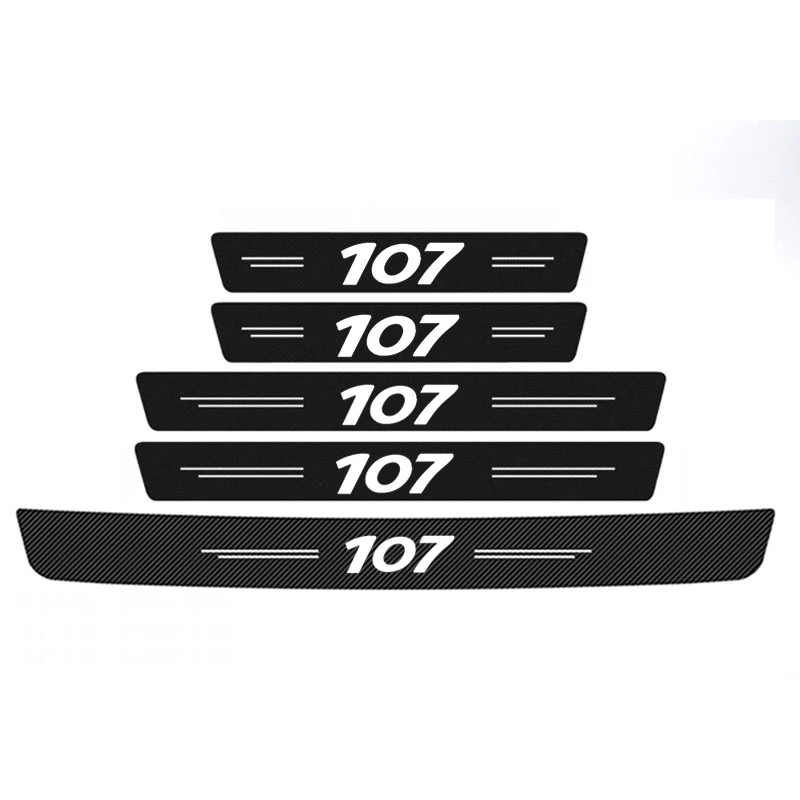 

Накладки на пороги автомобиля для Peugeot 107, эмблема, задний багажник, бампер, Стайлинг, декоративные наклейки, накладка на порог, аксессуары