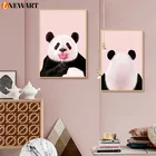 Детское украшение для детской комнаты, настенная Картина на холсте, постер с животными, принт с розовым воздушным шаром, панда для детской спальни, Настенная картина для гостиной