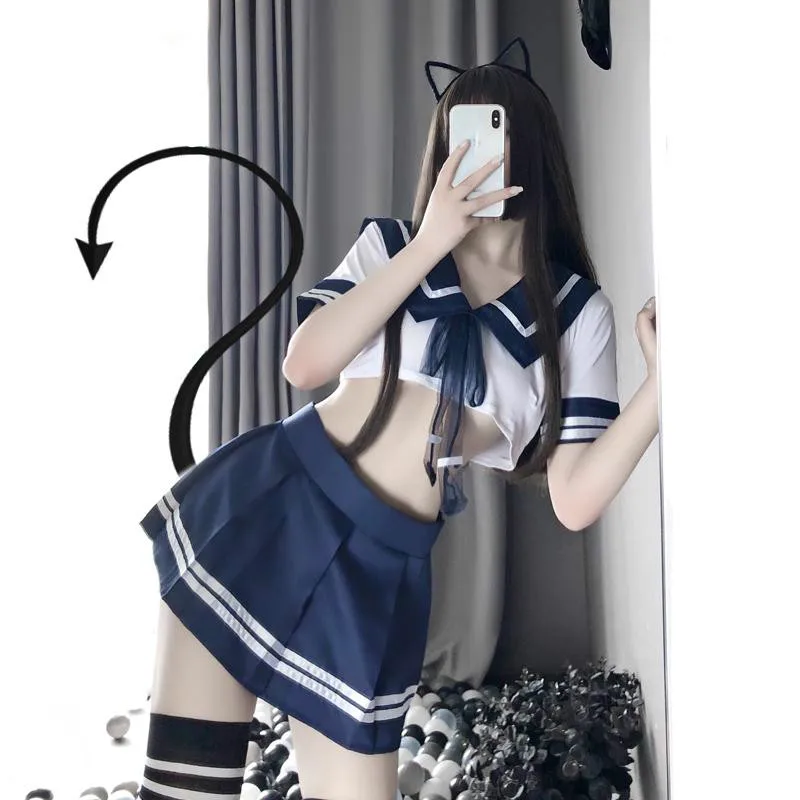 

Japanese Female Cute Erotic Costume Babydoll Women Sailor Suit Sexy Lingerie Uniform Student Temptation Cosplay Costume