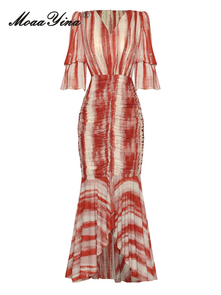 Женское винтажное платье с блестками MoaaYina летнее дизайнерское высокого качества