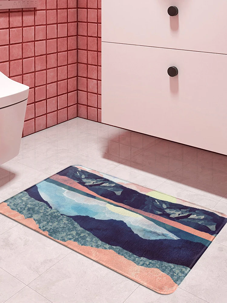 Синее озеро водяной коврик с цветами Придверный кухонный ковер для входной двери