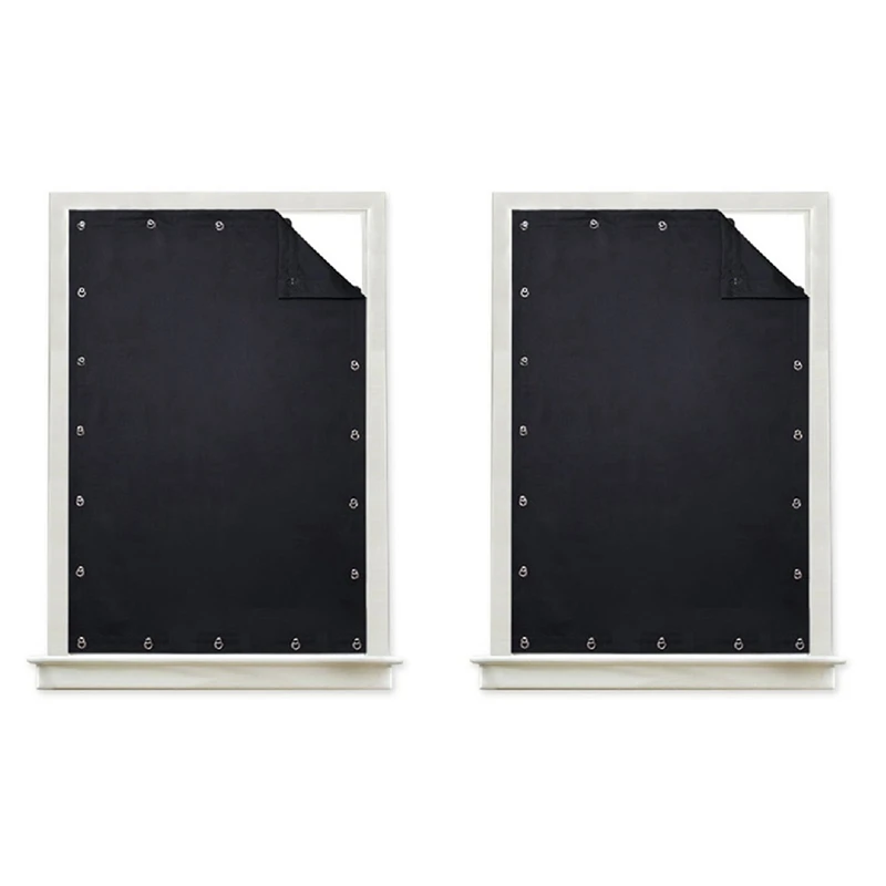 

2X Temporary Blackout Blind Curtain For Window Sucker Shade Drape Insulated Noise Reducing Panels For Storage Room