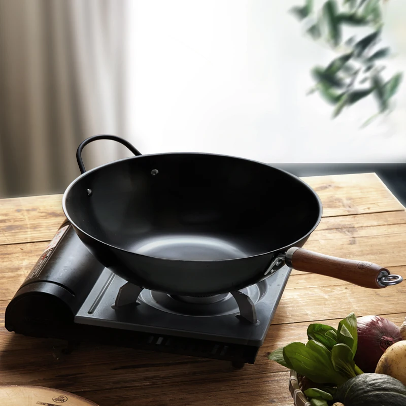 

Chinese Non Stick Wok Cast Iron Cookware Frying Pan Cooking Pot Traditional Forge Wok Kuty Gas Cooker Sartenes Cuisine Kitchen