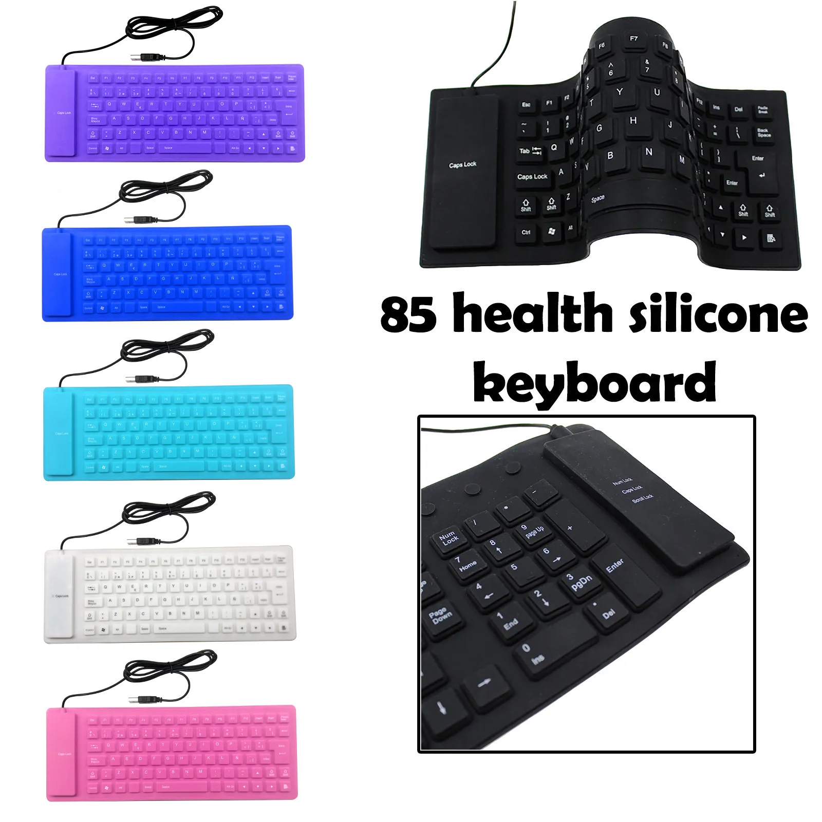 USB-клавиатура Teclado Складная Водонепроницаемая, 85 клавиш