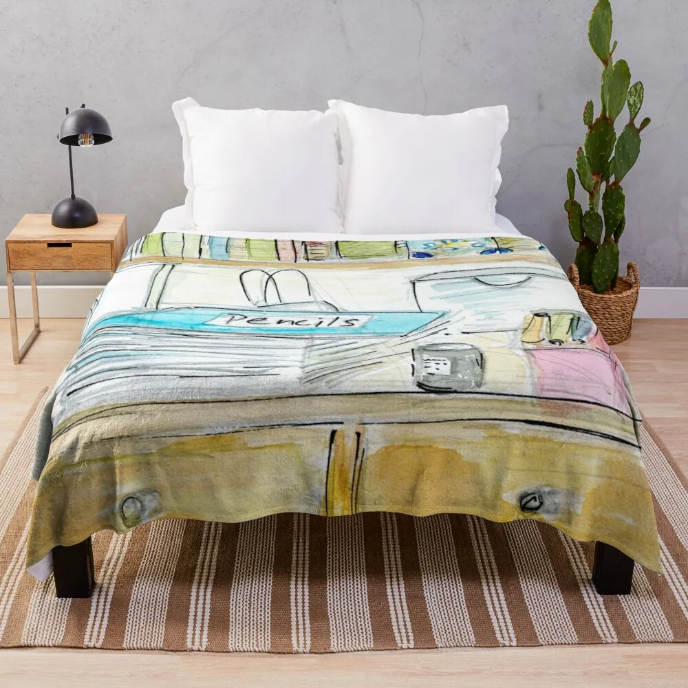 

Book Bookshelf Throw Blanket Flannel Watercolour Style King Queen Size for Bed Sofa Couch Warm Soft Lightweight for Book Lover