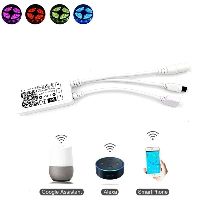 

4Pin LED Strip Light Flexible RGB Tape LED Light Controller For Apple HomeKit APP 24Key Controller Adapter DC5-25V Voice Control
