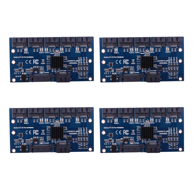 

4X Controller Card Motherboard Sata Expansion Card 1 to 5 Port Sata3.0 6Gbps Multiplier Sata Port Riser Card Adapter