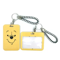 pooh bear winnie cartoon cute credit card holder lanyard women men kid student retractable badge reel id name clip card holder