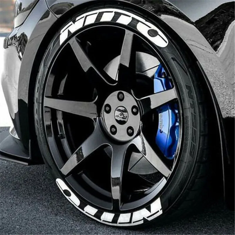 8PCS 3D Car Tires & Wheel Stickers PVC Waterproof Letters Decal for NITTO Stickers Installed on The Automobile Motorcycle Tires