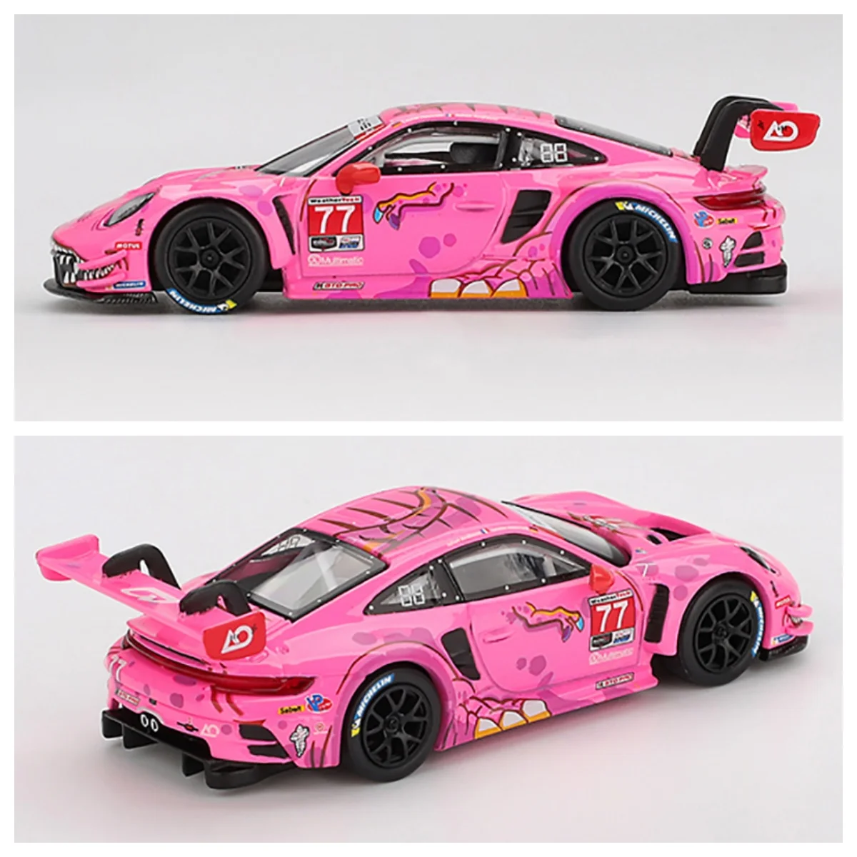 MINIGT 164 911 GT3 R # Модель автомобиля 77 AO Racing 2024 IMSA ROAD MGT1052-CH, литая под давлением, из сплава, игрушка для мальчиков, подарок, декор (art.: 3920d4e6f490d) - 3920d4e6f490d