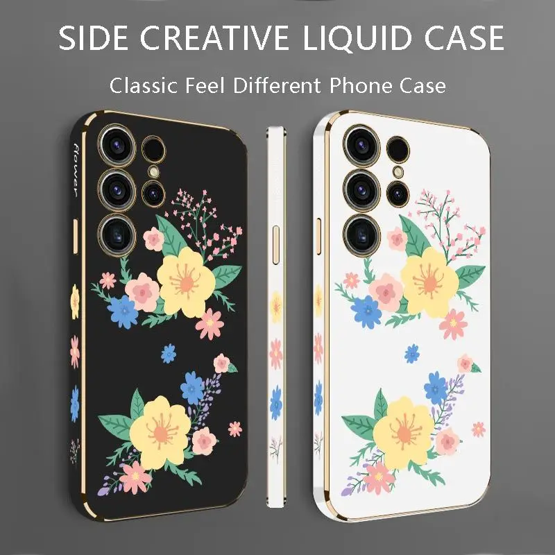Warm Flowers Luxury Plating Phone Case For Samsung Galaxy S23 S22 S21 S10 S9 S8 Plus Note 20 ultra 10 Plus Cover