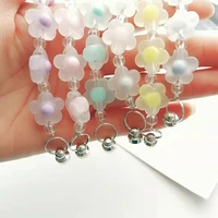 new mobile phone beaded lanyards frosted small flower bracelet diy case acrylic flower screw fixed chain wild decor candy color