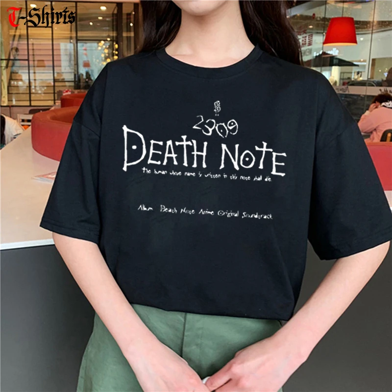 

Женская Винтажная футболка с коротким рукавом и принтом «тетрадь смерти»