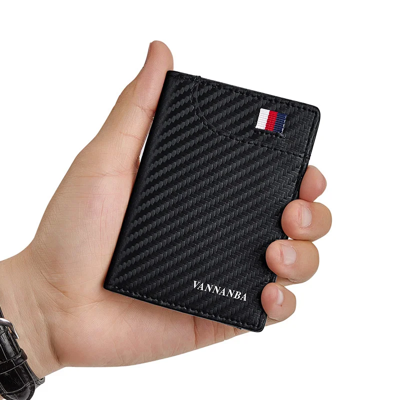 

Luxury WILLIAMPOLO Men's Wallet Carbon Fiber Small Leather Slim s Fashion Card Holder Pocket RFID Protect