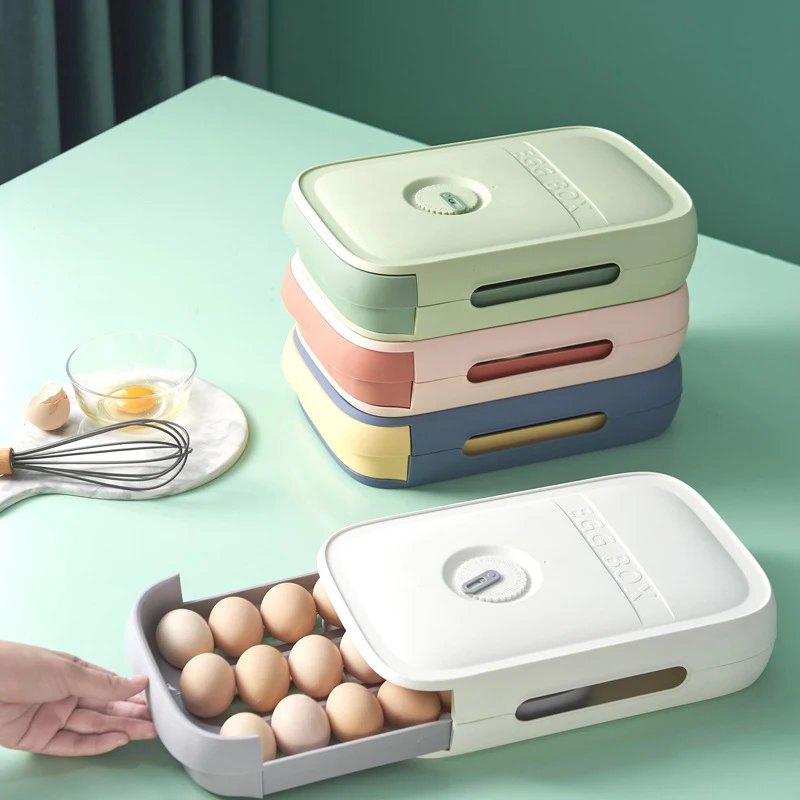 

Stackable Collision Free Drawer Type Egg Storage Box Kitchen Fridge Fresh Keeping Organizer Containers Eggs Holder Tray