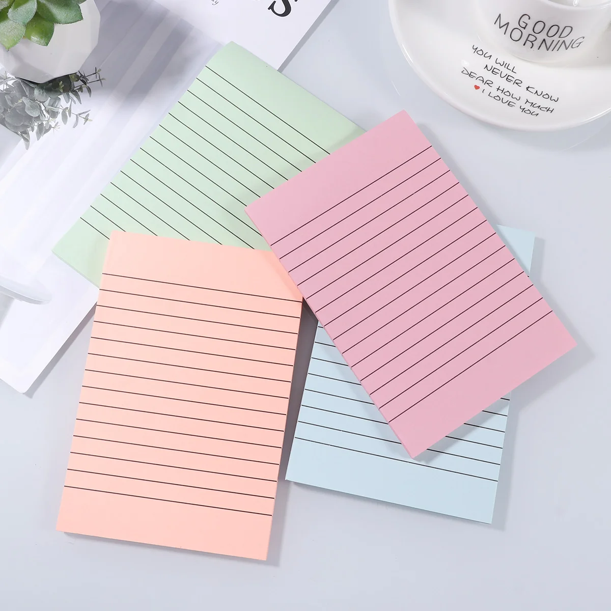 

5pcs Colorful Striped Sticky Notepads Self-Stick Note Pads Memo Pad Stationery Note Paper for Students