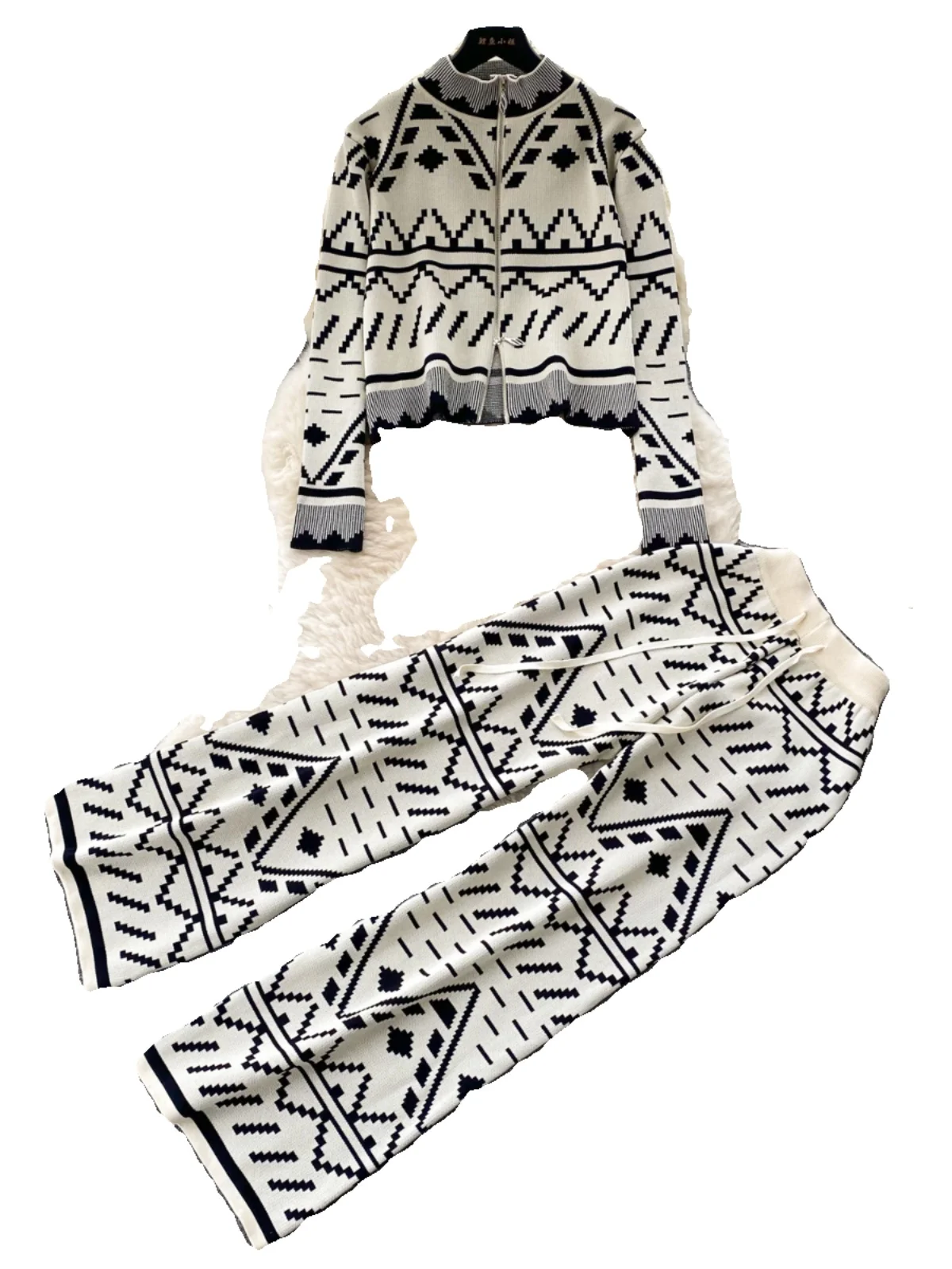 Женский Повседневный Спортивный вязаный комплект из двух предметов свободный