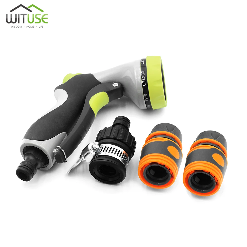 

Garden 8 Pattern Hose Nozzle Tap Faucet Connector Fit Irrigation Tools with Connector Adapter Fast For garden watering tools kit