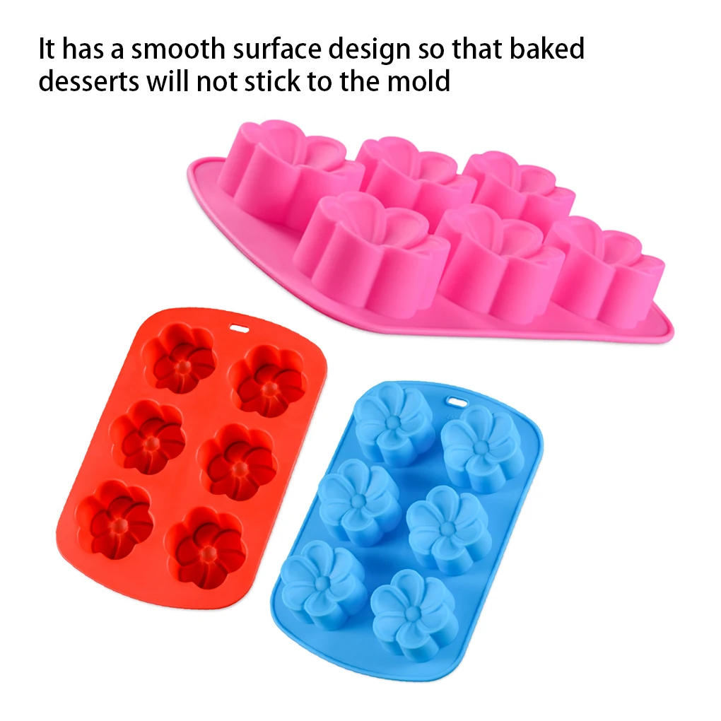 

6 Holes Mold Flower Shape Cake Baking Tools Mould Muffins Accessories