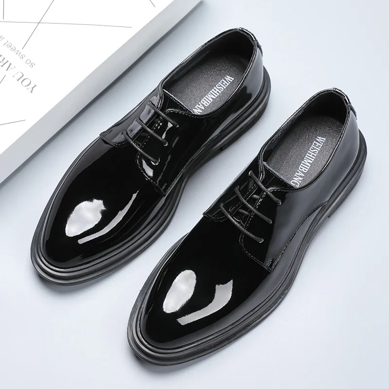 

Mens Dress Shoes Fashion Pointed Toe Lace Up Men's Business Casual Shoes Brown Black Leather Oxfords Shoes Big Size 38-48 Brand