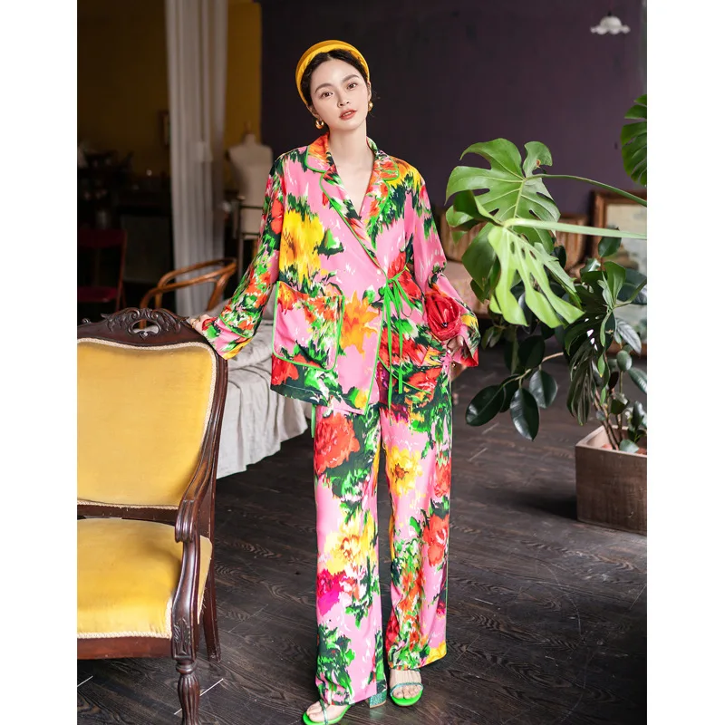 Flower Printing Designer Clothes Women Luxury Two Piece Sets Womens Outfits Pyjamas Night Wear Sleep Wears For Women