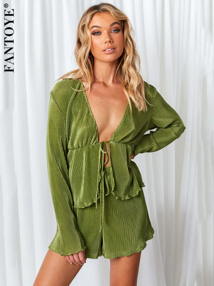 

Fantoye Short Sets Women Set 2 Fashion Pieces Summer Sexy Slim Casual Women Suit Shorts 2022 Female Outfit
