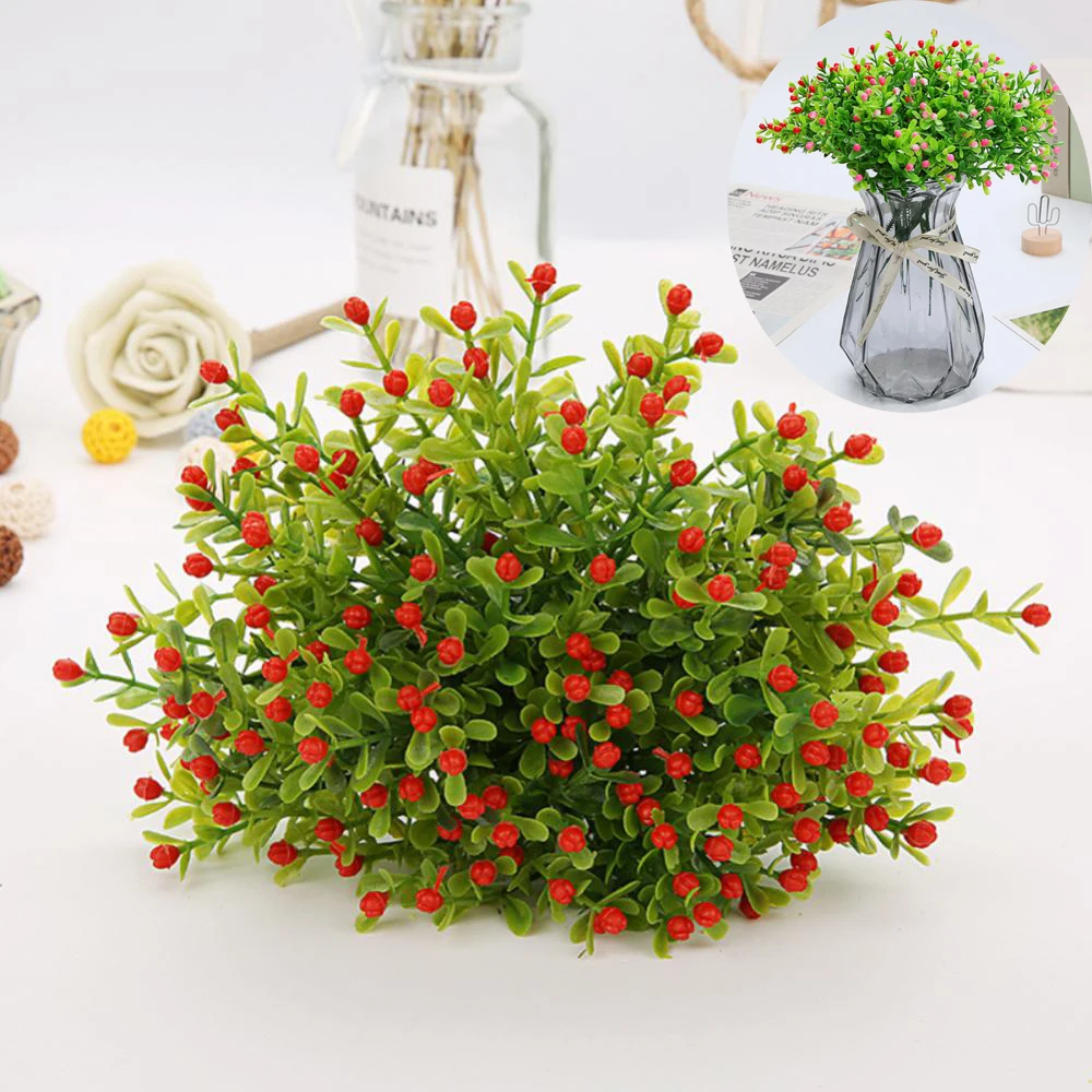 

Outdoor Decor Bouquet Artificial Holding Flowers Small Wild Fruit Plastic Fake Plants Home Deco Simulation Milan Grass Mini Leaf