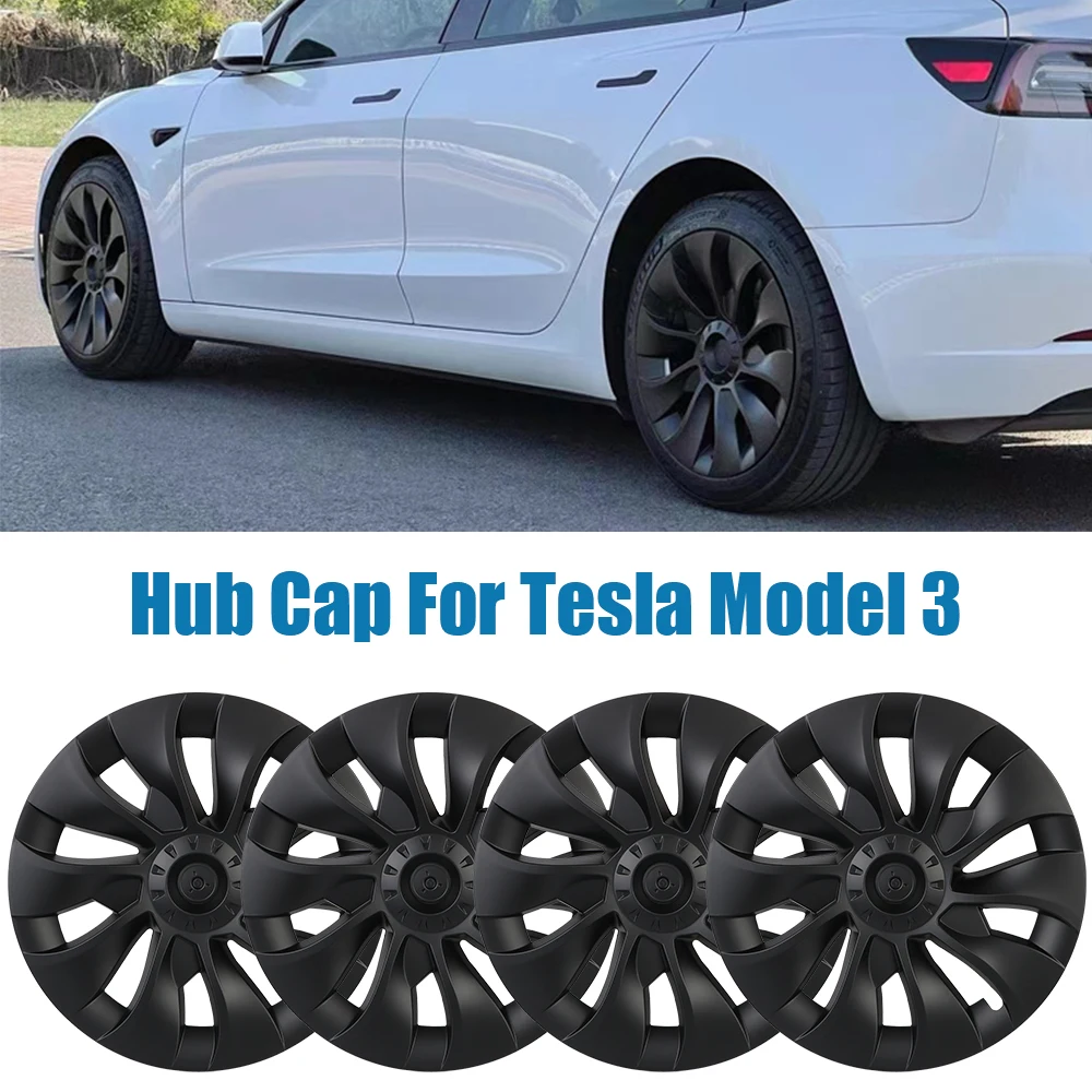 

4PCS 18 Inch For Tesla Model 3 2016-2022 Auto Replacement Wheel Cap Kit Hub Cap Full Cover Modification Automobile Hubcap