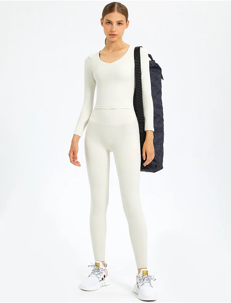 Women's Long Sleeve Top Gym Shirts Yoga Sport Outdoor Jogging Tennis Female T-shirts Fitness Sportswear with Chest Pad Tops