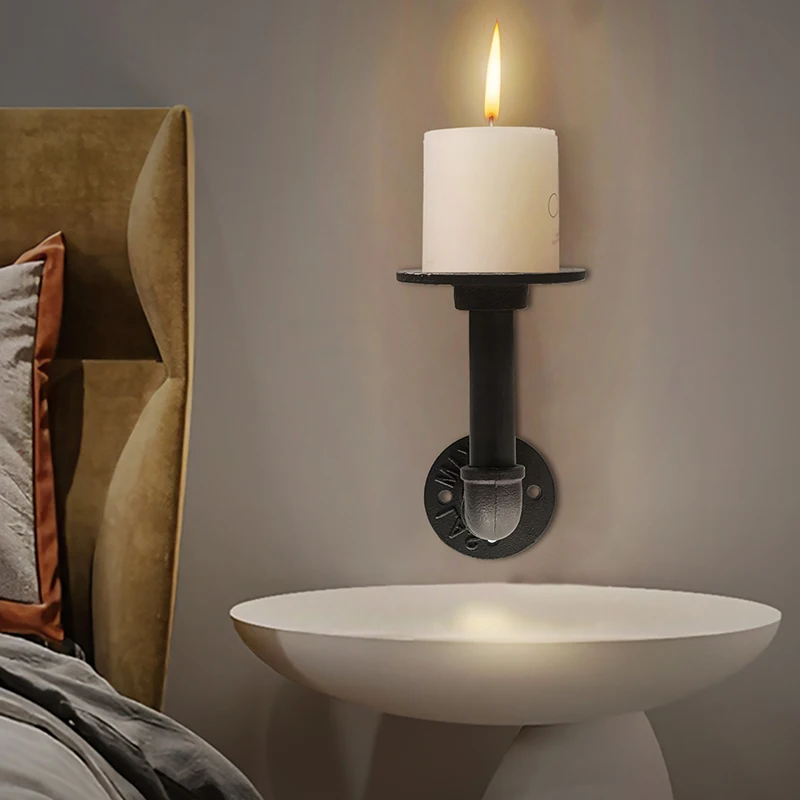 

1PCS Metal Wall Mounted Candle Holder Tealight Hanging Candlestick Vintage Metal Black Sconce Wall Decor Free Shipping