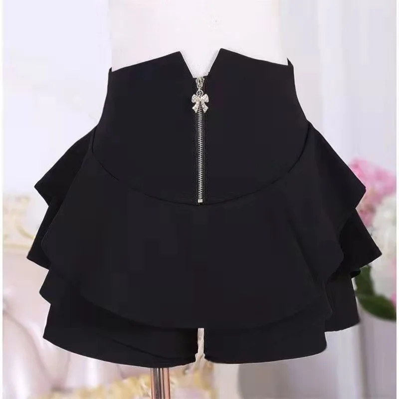 

WDMSNA новая многослойная юбка с оборками, Женская Весенняя короткая черная юбка Y2k, новая анти-экспозиция, трапециевидная юбка-кюлот на молнии, мини-юбки