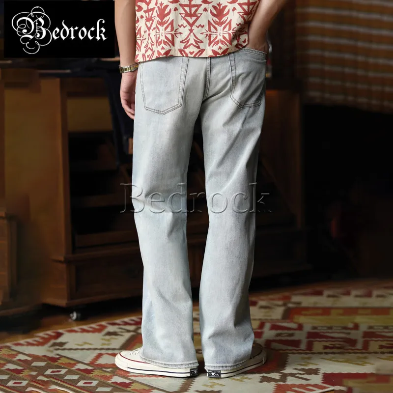 MBBCAR мужские расклешенные джинсы брюки-клеш летние 11 унций винтажные синие