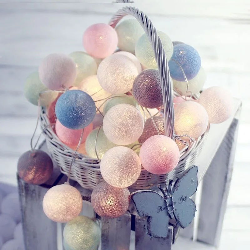 

Battery Powered Cotton Balls Fairy String Lights Street Garlands Christmas Tree Decorations Outdoor Wedding Home Garden Decor