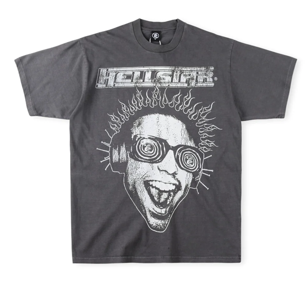 

Hellstar Men's Clothing Portrait Print T-shirt Retro Street Hip Hop T-shirt For Men 2023 Spring Summer New Y2K Men's Clothing