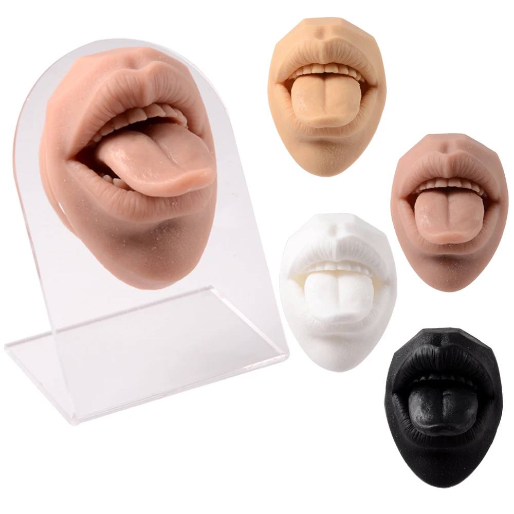 New Mouth Tongue 3D Model Tongue Nail Lip Nail Piercing Suture Practice Silicone Mouth Tongue Jewelry Display Lipstick Display