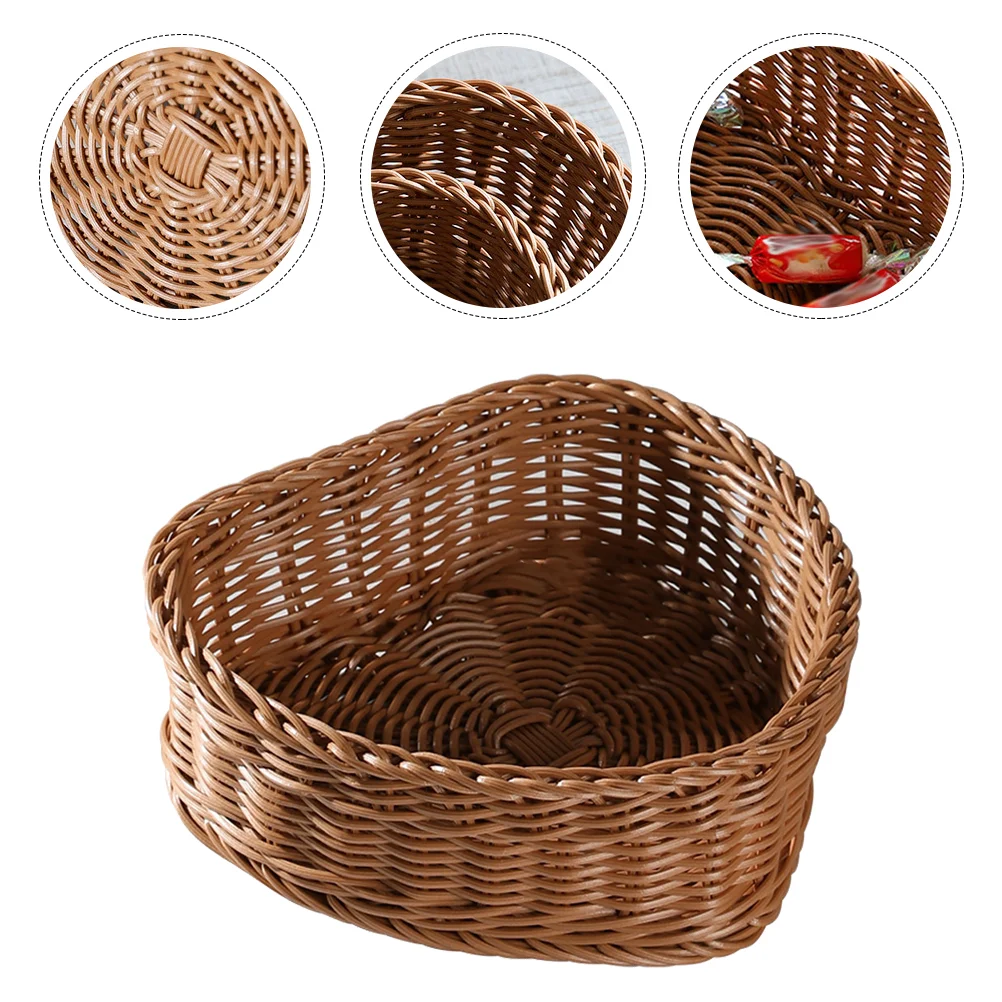 

Basket Rattan Serving Storage Fruit Plates Wicker Tray Snack Wood Appetizerwoven Bread Trash Handwoven Can Butler Heart Bowl