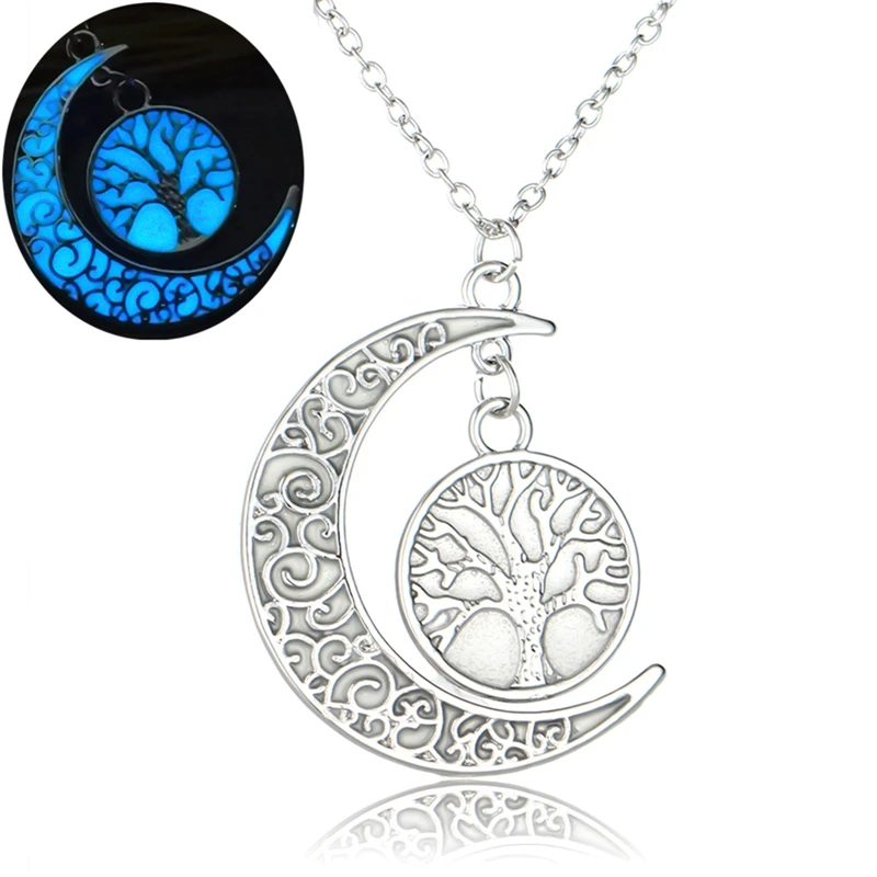 

Luminous Moon Peace Tree Glowing Night Fluorescence Glow In The Dark Necklace Banquet Party Fashion Accessories Female Gift
