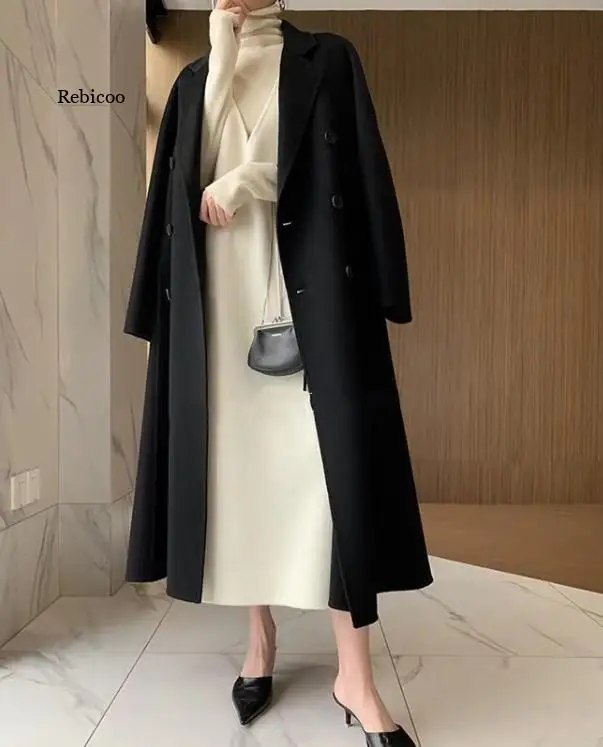 Женский пуловер без рукавов плюшевое платье новинка Длинное свободное шерстяное