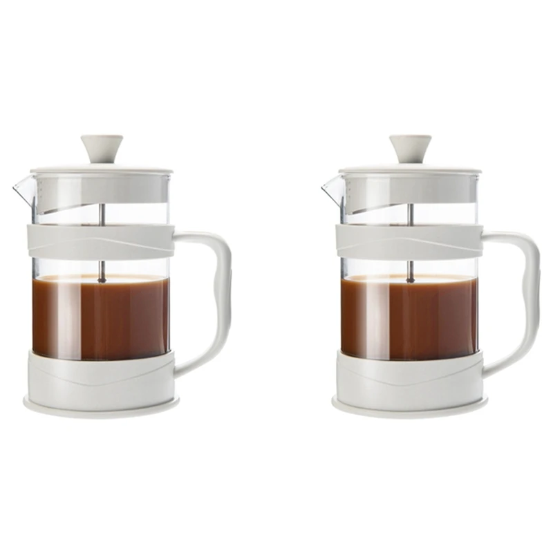 

Retail 2X French Press Coffee Maker 12 Oz, White Coffee Presses Tea Makers With Borosilicate Glass Cold And Hot Brew Coffee