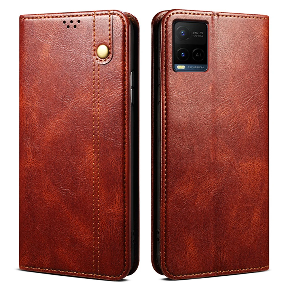 

Leather Texture Wallet Magnetic Book Case for Vivo Y31 2021 Flip Case Vivo Y33S Shell Vivo Y20i Y 12 15 21 53 S Y11s Y01 Cover