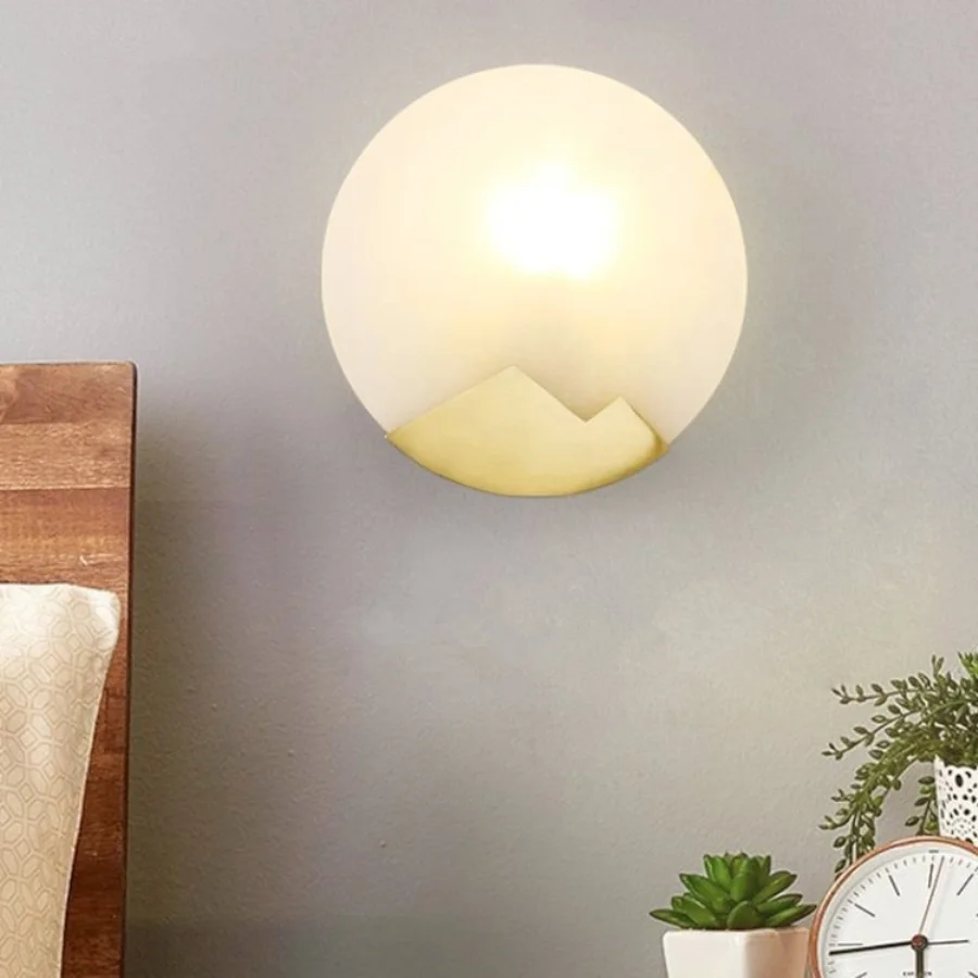 

Nordic creative marble wall lamp modern living room lighting bedroom bedside aisle fixtures simple background wall lights