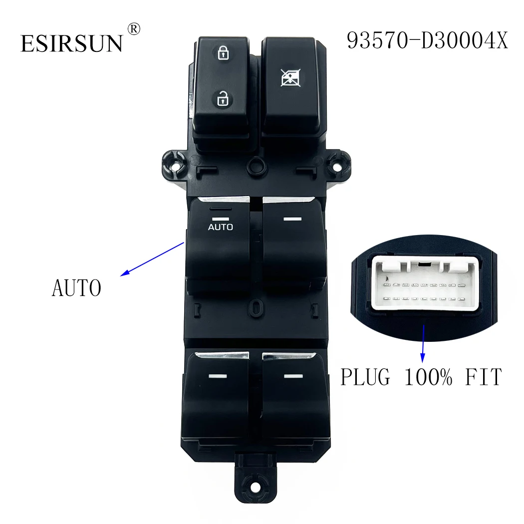 

ESIRSUN Window Power Left Front Master Lifter Switch Fit For Hyundai TUCSON 2016 2017 2018 2019 93570-D3000 93570-D30004X