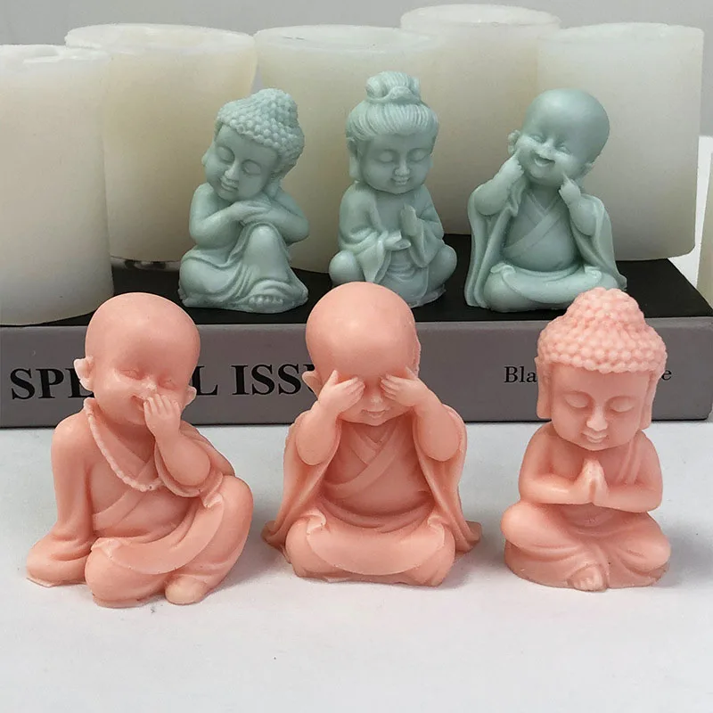 

Силиконовая форма «сделай сам», 3d-статуя маленького монаха, свечи, Будды матреи, абстрактная гипсовая эпоксидная смола, товары для изготовления мыла, ремесленный Декор