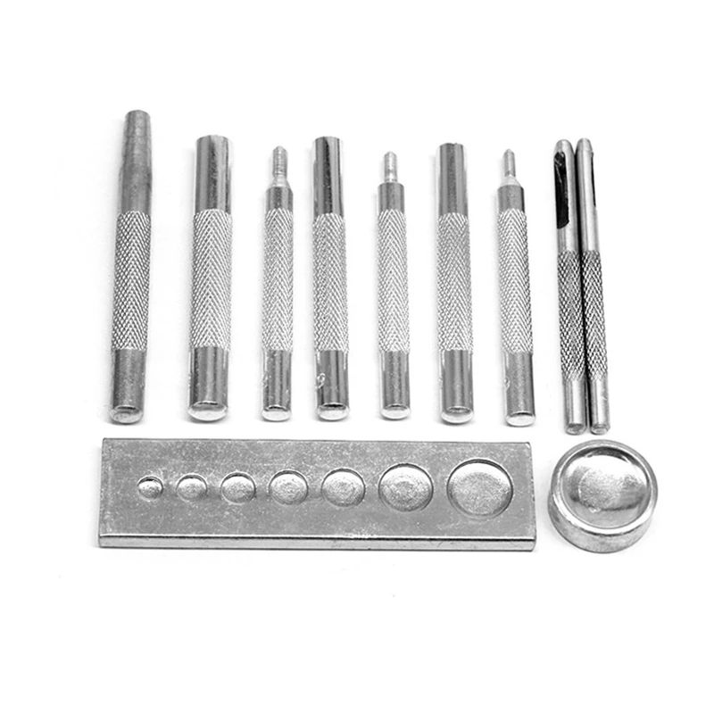 

11 Pcs/Set Punch Leather Tool Pressing Studs Practical Hollow Leather Craft Punch Hole Tool Kit with Base for Hole Punch