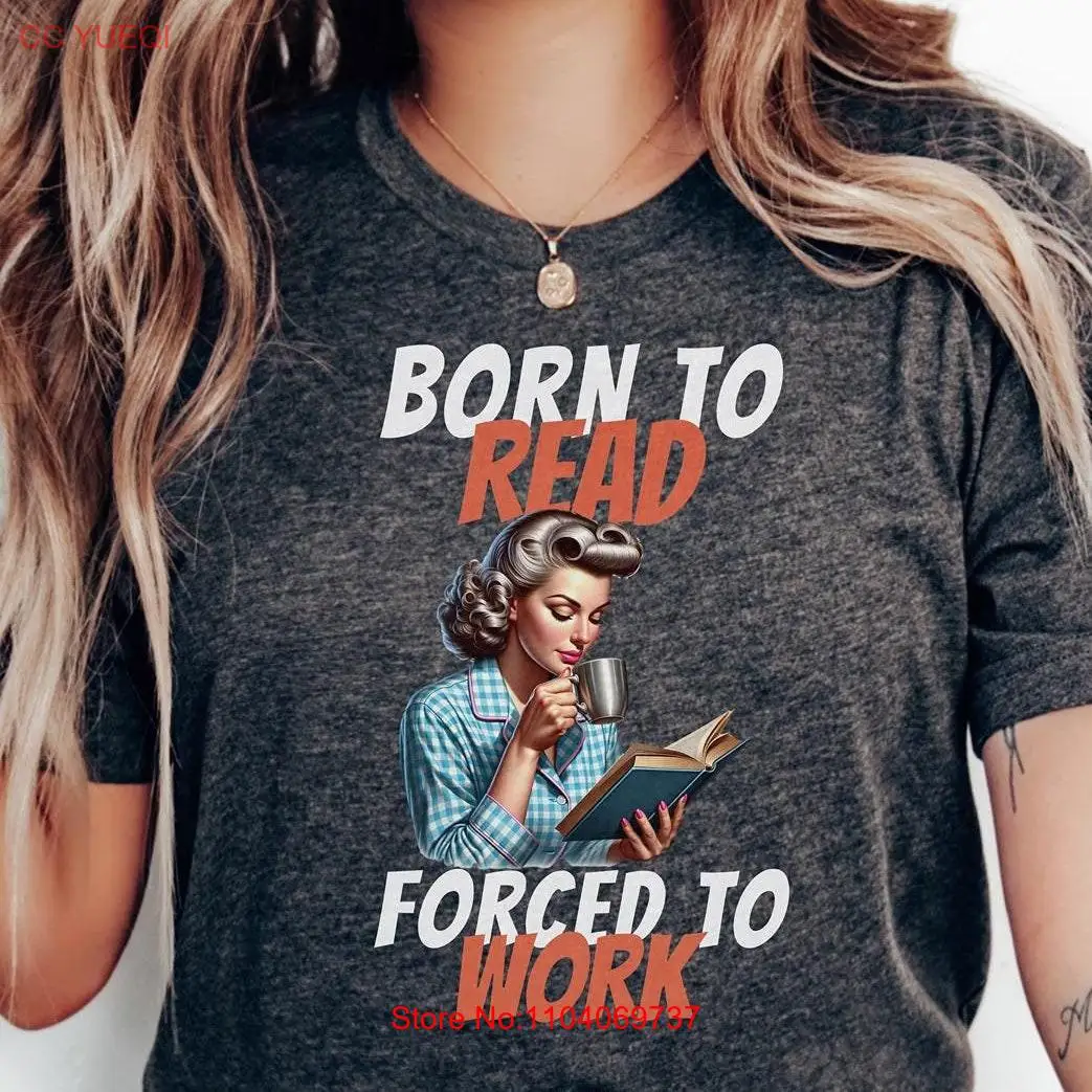 Винтажная футболка Born To Read Forced Work забавная для чтения книг эстетическая
