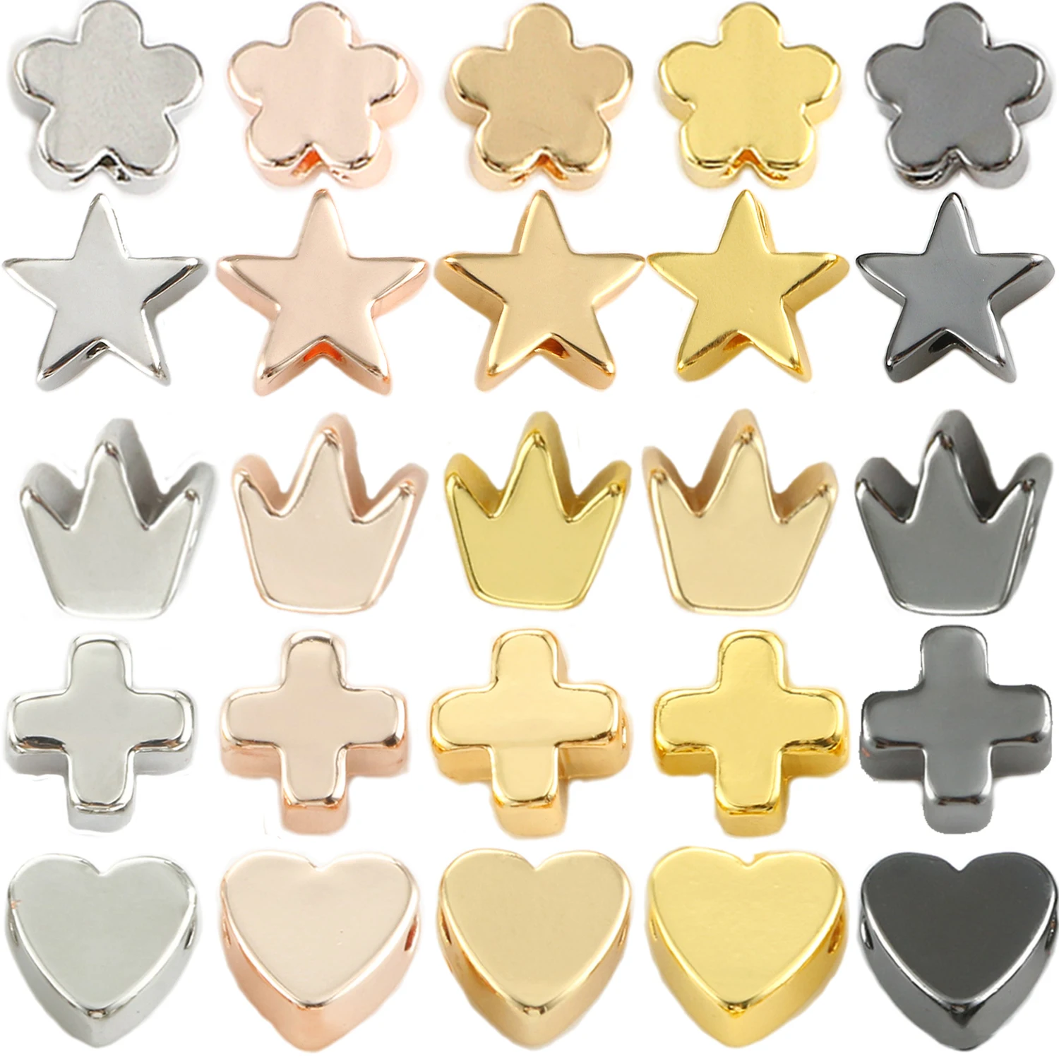 

10pcs/Lot Stainless Steel Charms Geometric Star Moon Elephant Cross Heart Flower Shape Beads Loose Beads For Jewelry Making